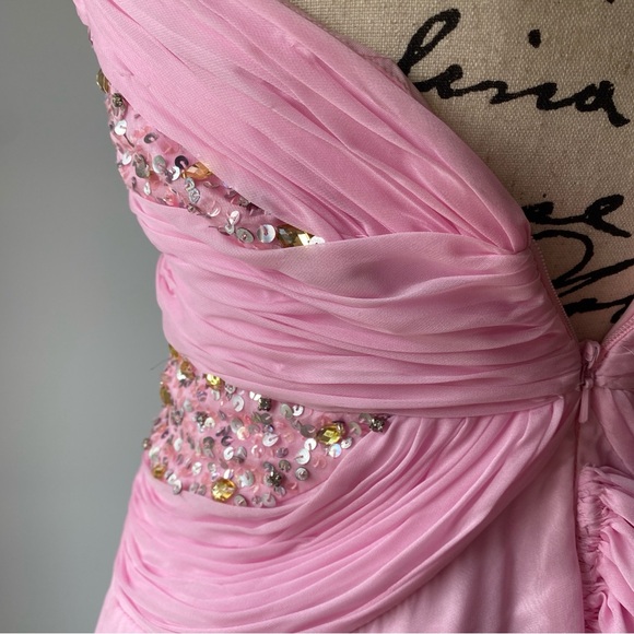 SOLD - DO NOT BUY y2k Tony Bowls le Gala Pink Beaded Fairy Prom Dress - sz 6 - Picture 10 of 14